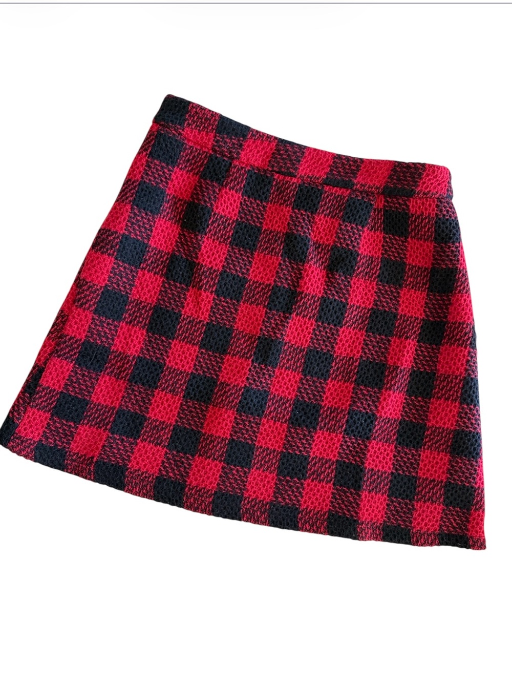 Persun knit checkered skirt